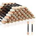MORGLES Eyeshadow Applicators Double Sided, 50PCS Eyeshadow Brush 2.4 Inch Makeup Applicator Sticks for Women Girls, Black Beauty & Personal Care MORGLES