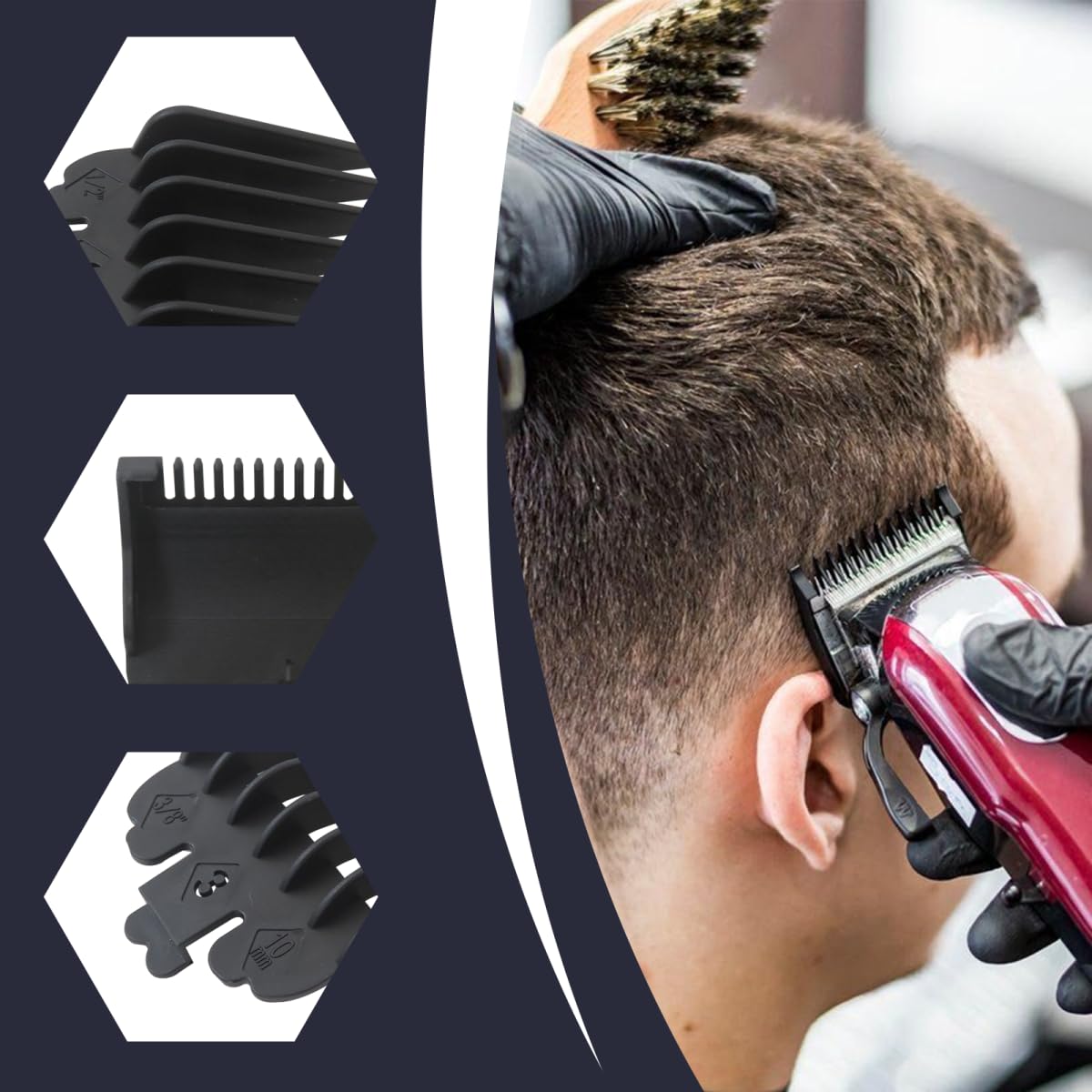 Cutting Blade Guard for Hatteker RFC 676/ RFC686/ RFC696/ Haokry P-28900,6pcs Combs Clipper Guides Replacement - 1/16" to 1/2" (Black) by YTXXDEUS Beauty and Personal Care YTXXDEUS