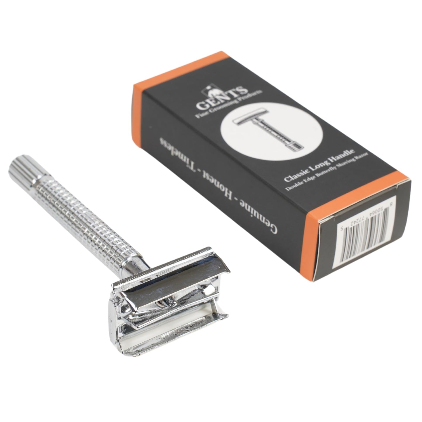 GENTS Long Handle Classic Double Edge Safety Razor - Butterfly Open Razor 10 Stainless Steel Double Edge Blade Refills - Close, Clean Shaving Razor Beauty and Personal Care G.B.S
