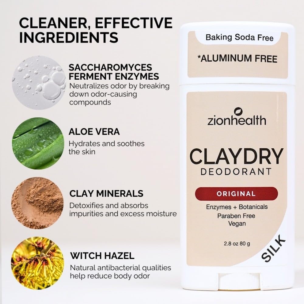 Zion Health Zion Claydry Deodorant Original 2.5 Oz2 Beauty and Personal Care Adama Minerals