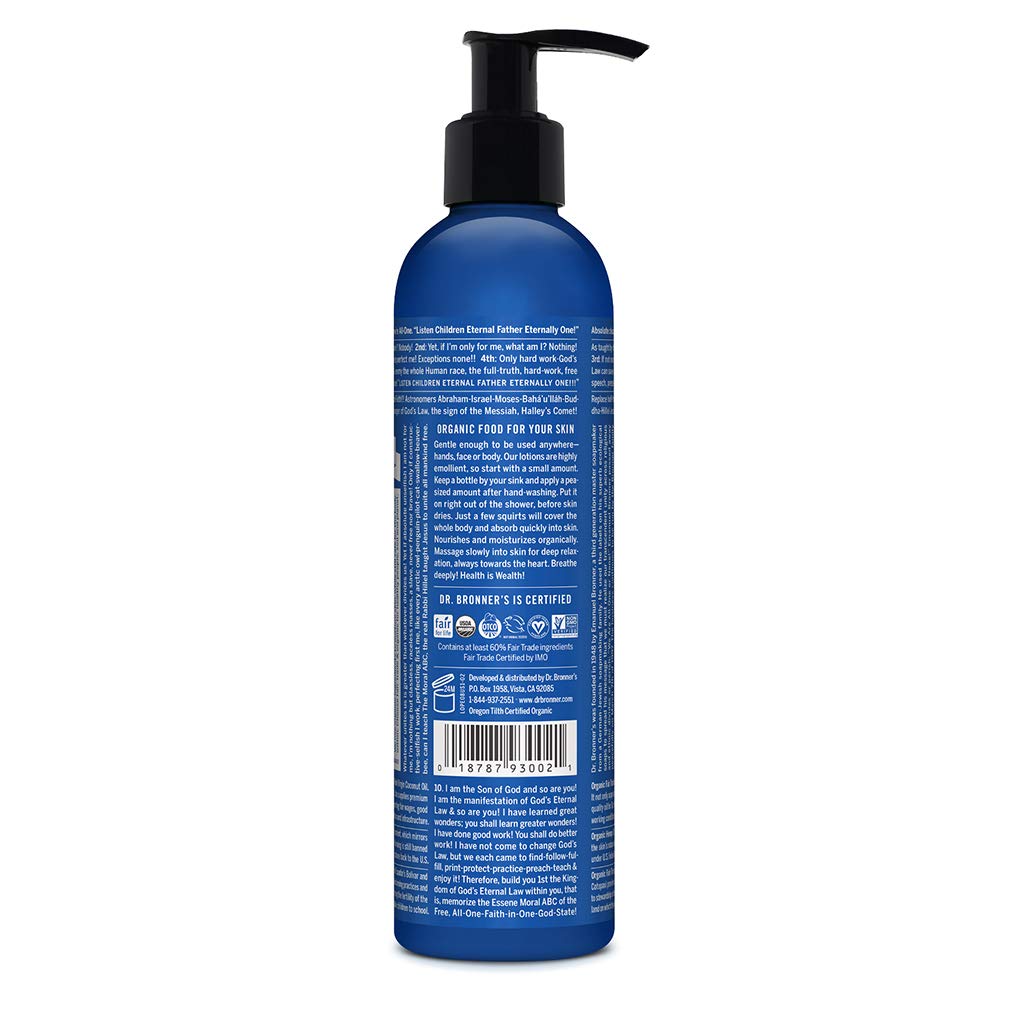 Dr. Bronner's Organic Lotion (Peppermint, 8 Ounce) - Organic Moisturizer for Hands, Face & Body - Vegan, Non-GMO Beauty & Personal Care Dr. Bronner's