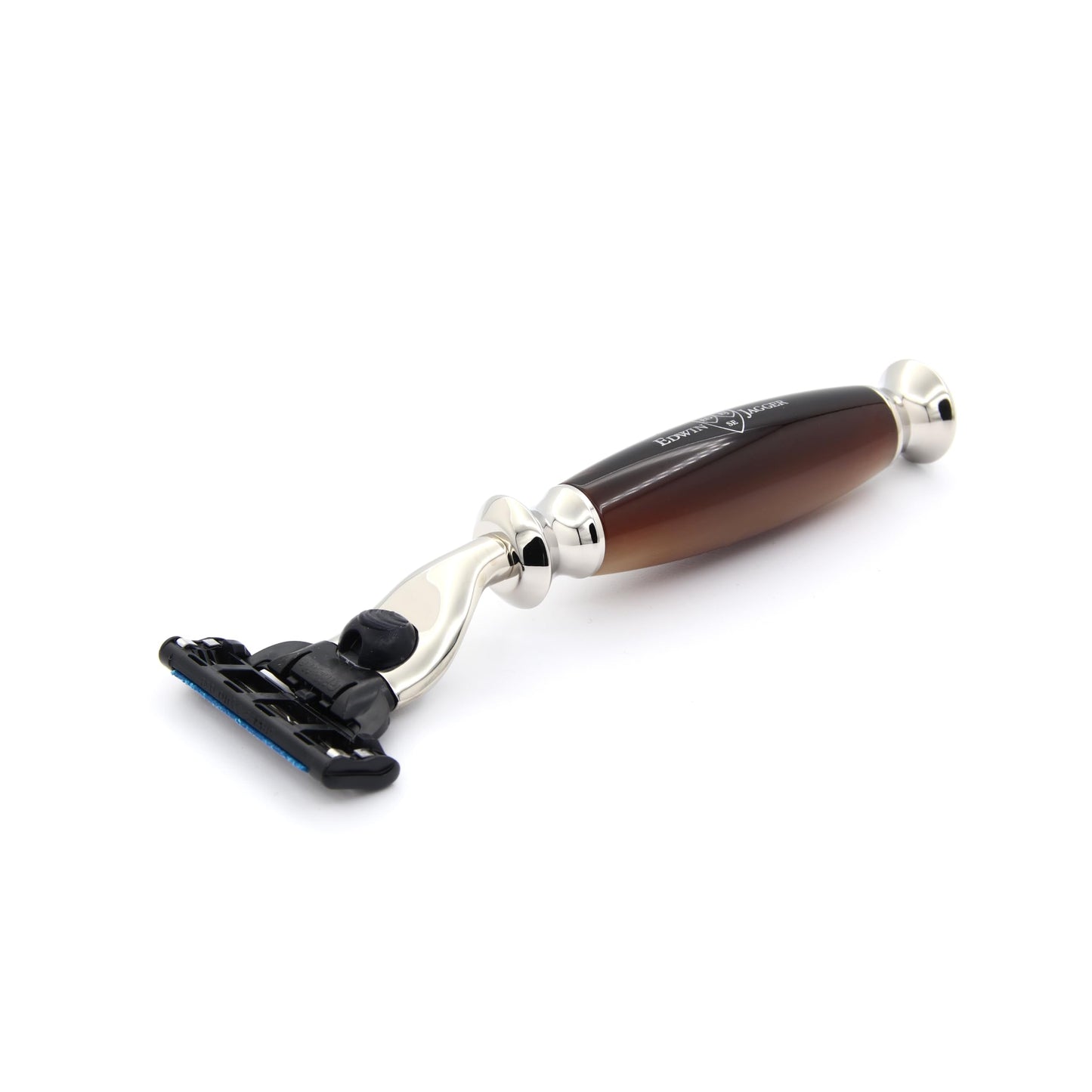 Edwin Jagger S81M582BAMZ Imitation Light Horn & Nickel Classic Shaving Set with Bowl with a Pure Badger Shaving Brush and Mach 3 Razor for Shaving Beauty and Personal Care Edwin Jagger