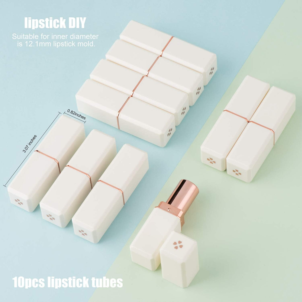 Allwon 10Pcs White Empty Lipstick Tubes DIY Lip Balm Container (Square Tube) Beauty & Personal Care Allwon