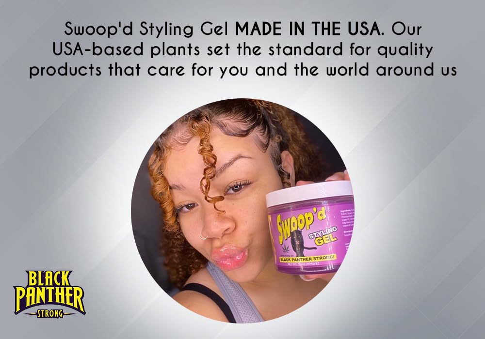 Black Panther Strong Swoop'd Styling Gel 16 Oz. with Hemp Oil For ALL HAIR TYPE Beauty & Personal Care BLACK PANTHER STRONG DIAMOND EDGES
