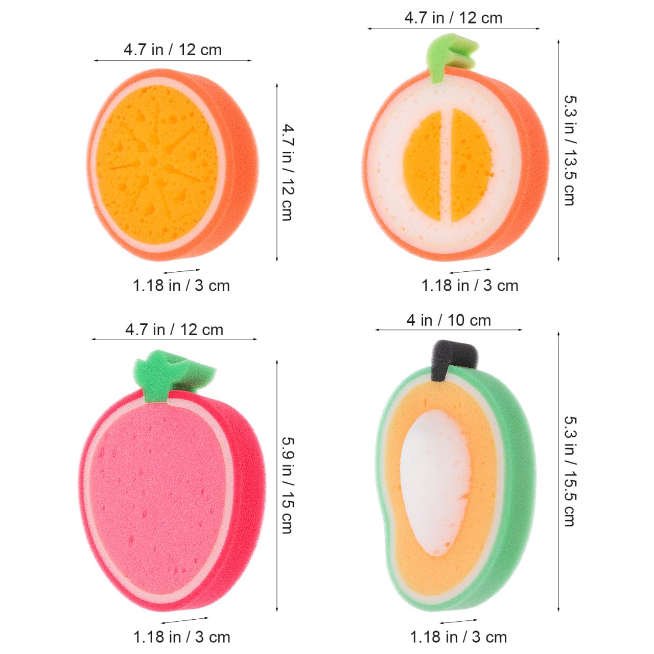 EXCEART Kids Bath Sponge 4-Pack Fruit Shaped Shower Sponges Soft Body Scrubbers Gentle Exfoliating Bath Tools for Sensitive Skin Children Mango Beauty and Personal Care EXCEART