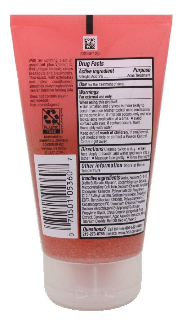 Neutrogena Acne Wash Pink Grapefruit Foaming Scrub 4.2 Ounce (124ml) (Pack of 2) Beauty & Personal Care Neutrogena