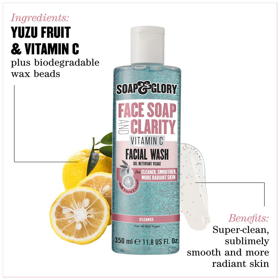 Soap & Glory Face Wash with Vitamin C - 3 in 1 Brightening Facial Cleanser, Makeup Remover & Face Exfoliator - Deeply Cleanses, Purifies & Hydrates Beauty and Personal Care Soap & Glory