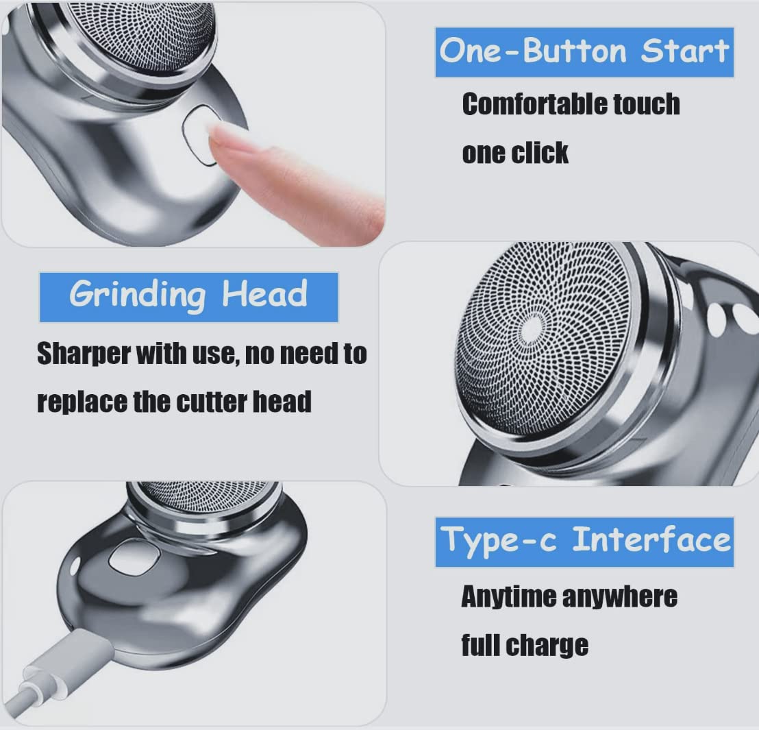 2023 New Electric Razor for Men,Mini-Shave Portable Electric Shaver, USB Rechargeable Shaver, Easy One-Button Use Suitable for Home, Car, Travel Beauty and Personal Care OPALMA