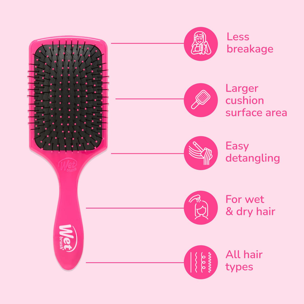 Wet Brush Paddle Detangler Hair Brush, Pink, Ultra-Soft IntelliFlex Bristles with AquaVent Design, Great For Treatment & Mask Application, Women, Men Beauty & Personal Care Wet Brush