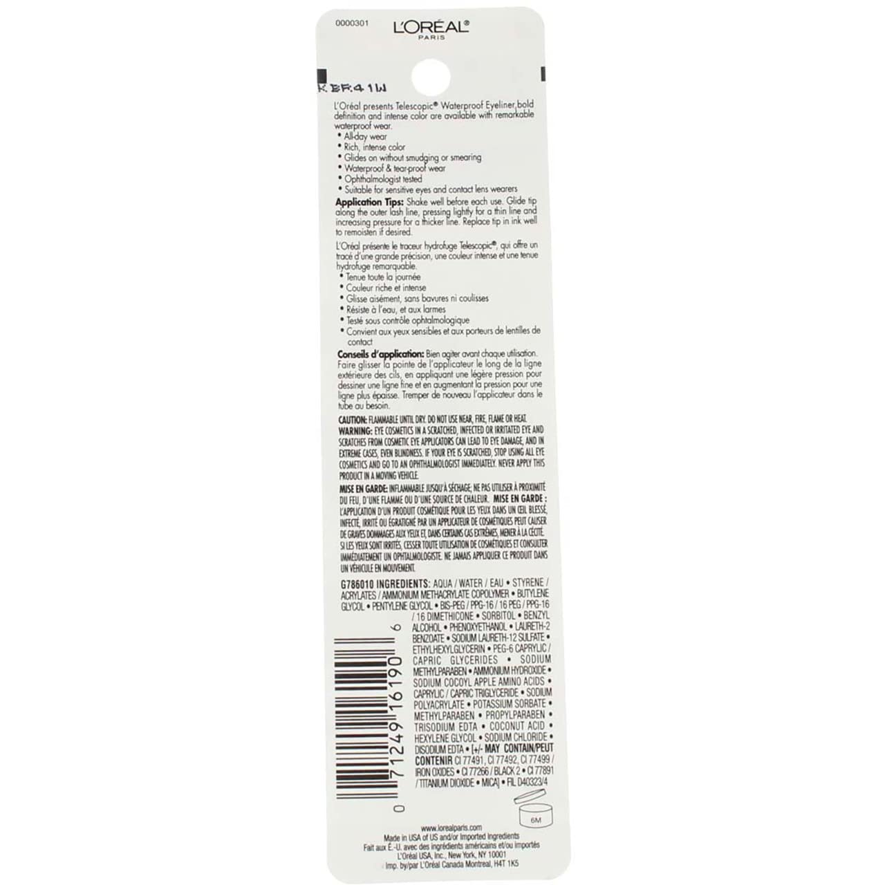 L'Oreal Telescopic Waterproof Precision Liquid Eyeliner, Black [800] 0.06 oz (Pack of 2) Beauty & Personal Care L'Oreal Paris