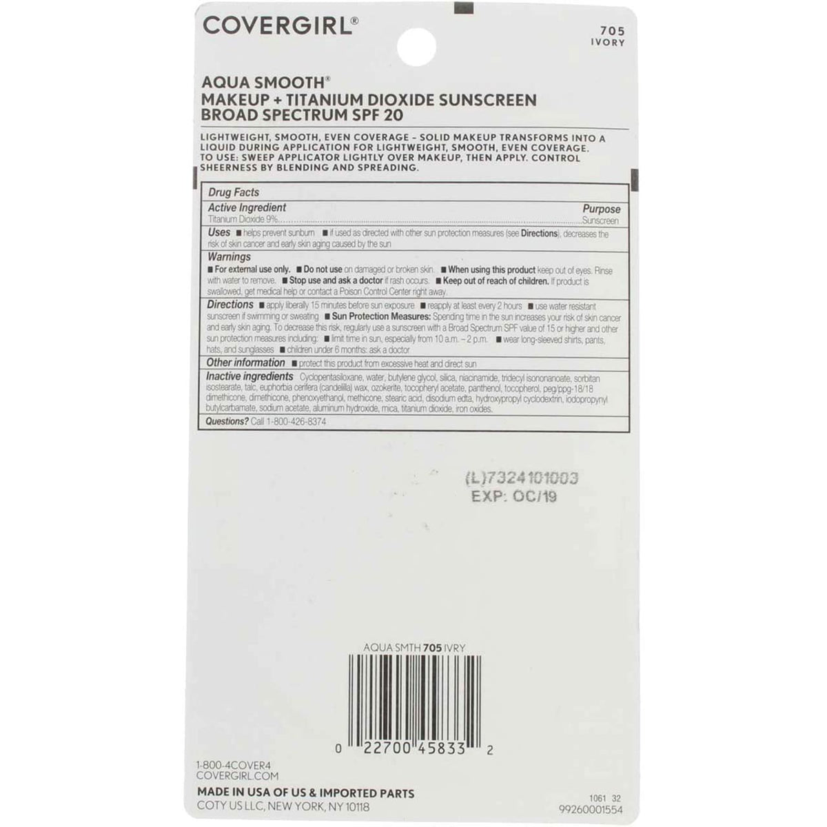 Cover Girl Smoothers Aquasmooth Foundation Ivory .4 oz