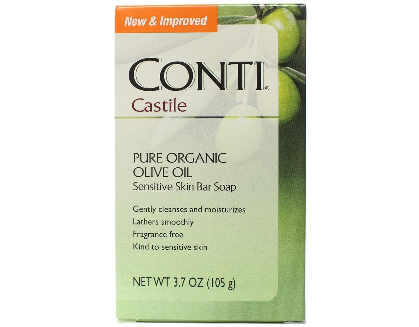 Conti Castile Pure Organic Olive Oil Sensitive Skin Bar Soap 3.7 Oz (Value Pack of 2) Beauty & Personal Care Conti