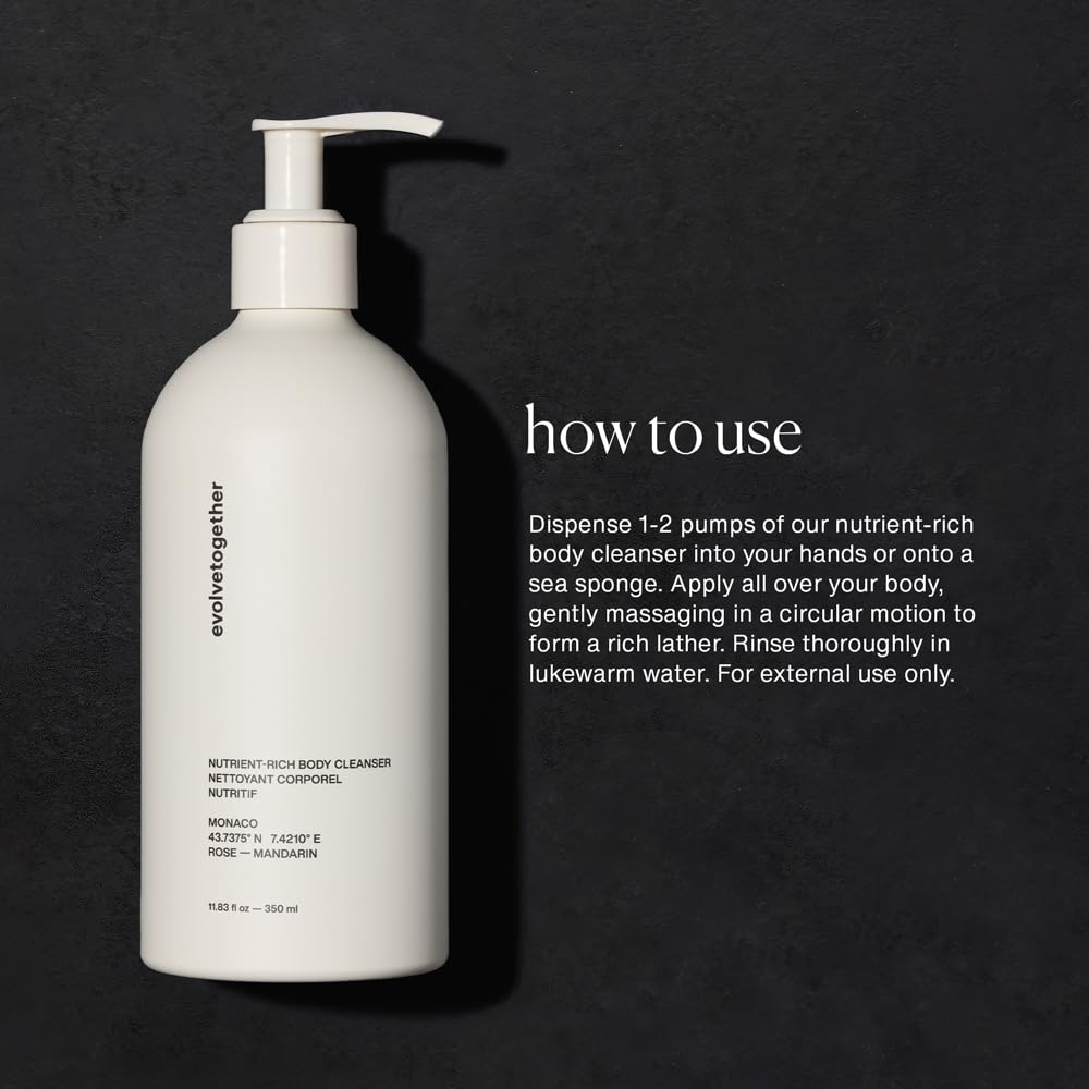 evolvetogether Nutrient-Rich Body Cleanser for Women & Men | Monaco - Dry Rose | Cream-to-Oil Hydration, Gently Cleanses | Vegan, Cruelty-Free Beauty & Personal Care evolvetogether