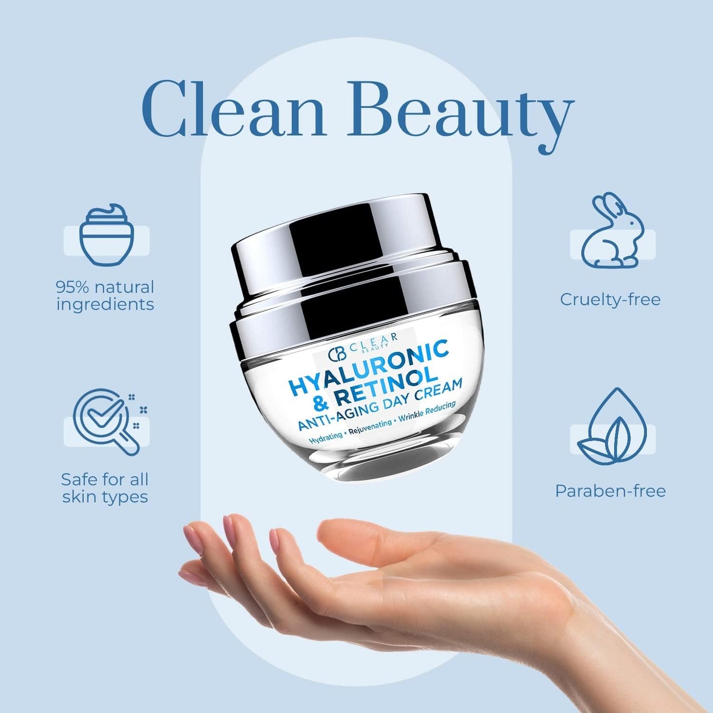 Clear Beauty Hyaluronic & Retinol Face Moisturizer - Hydrating Day Cream For Dry & Mature Skin - Reduces Fine Lines, Firms & Softens Texture Beauty & Personal Care Clear Beauty