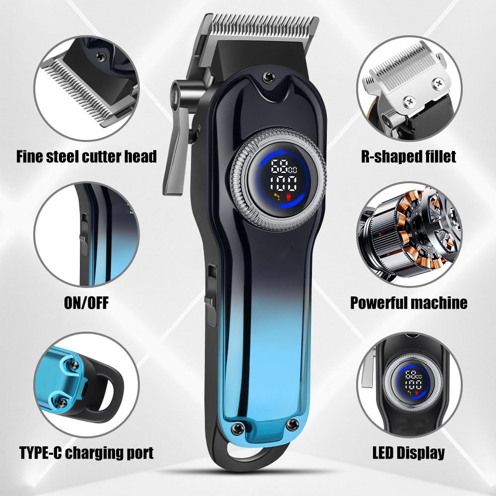 QDKVTNDJZ Electric Hair Clippers for Men, Professional Cordless and Trimmers Set with LED Digital Display,4 Limit Combs Rechargeable Cutting Kit Beauty and Personal Care QDKVTNDJZ