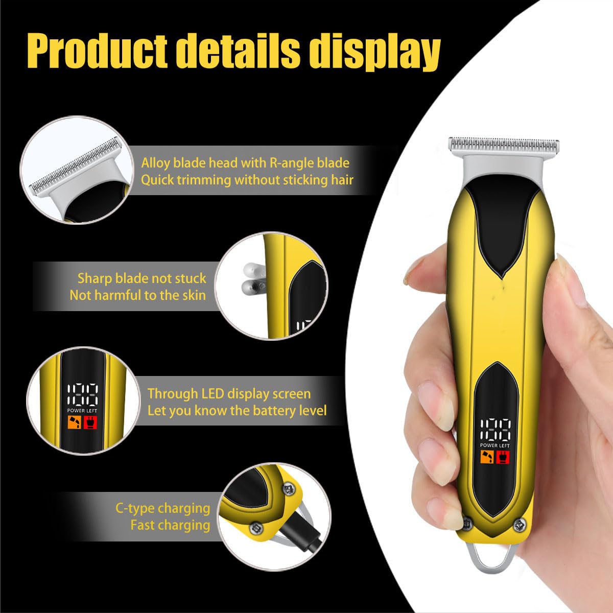 GLESVOWIO 2 in 1 Hair/Beard Trimmer with LED Display and 4 Limit Combs Professional Hair Clipper for Men Home Barber Hairstyle Carving Rechargeable Beauty and Personal Care GLESVOWIO