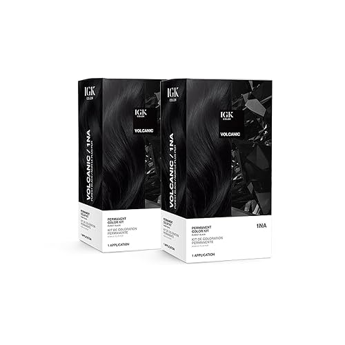 IGK Permanent Hair Color Kit | 1NA Volcanic - Purest Black | 100% Gray Color Coverage + Strengthen + Shine | Ammonia Free Beauty & Personal Care IGK