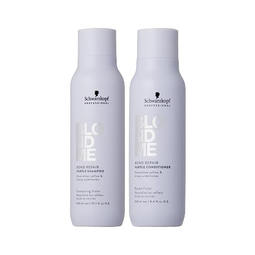 BLONDME Bond Repair Purple Shampoo & Conditioner Bundle | Neutralized Yellow Undertones, Prevents Brassiness & Strengthen Blonde Hair Beauty & Personal Care BlondMe