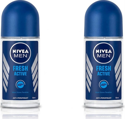 Nivea for Men Fresh Active 48 Hs Deodorant Roll-on 50 Ml (1.7 Fl Oz) - (2-Pack) Beauty and Personal Care NIVEA