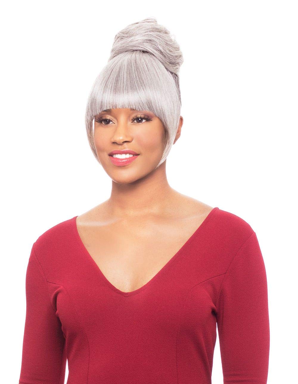 Foxy Silver (Duet04) - Heat Resistant Fiber Bang & Bun in 34