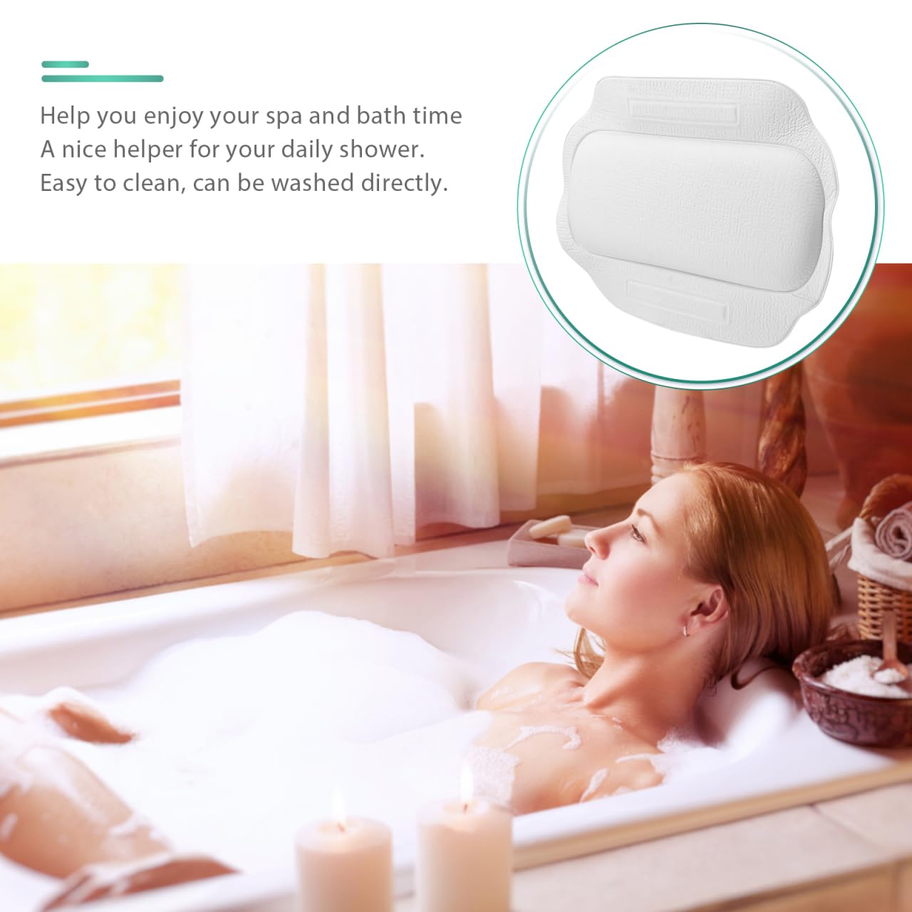 CALLARON Bathtub Pillow Spa Bath Pillow with Strong Suction Cups Head Neck Support for Tub Anti-Slip Shower Home Shower for Relaxing Bath Time 13.38 X Beauty and Personal Care CALLARON