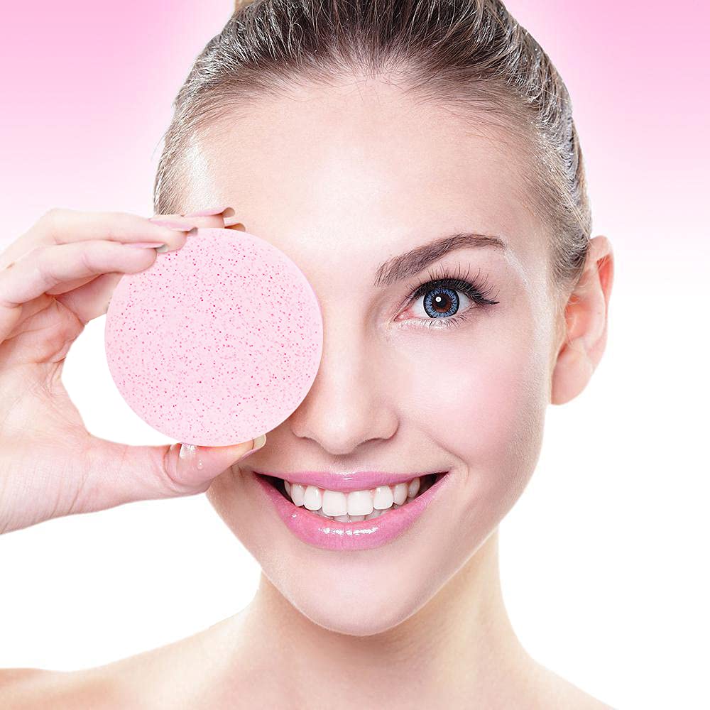 120 Pcs Facial Sponges Compressed,Face Cleansing Sponge,Makeup Removal Sponge Pads,Exfoliating Wash Round Sponge for Women,Girls,Pink Beauty & Personal Care Krgiqn