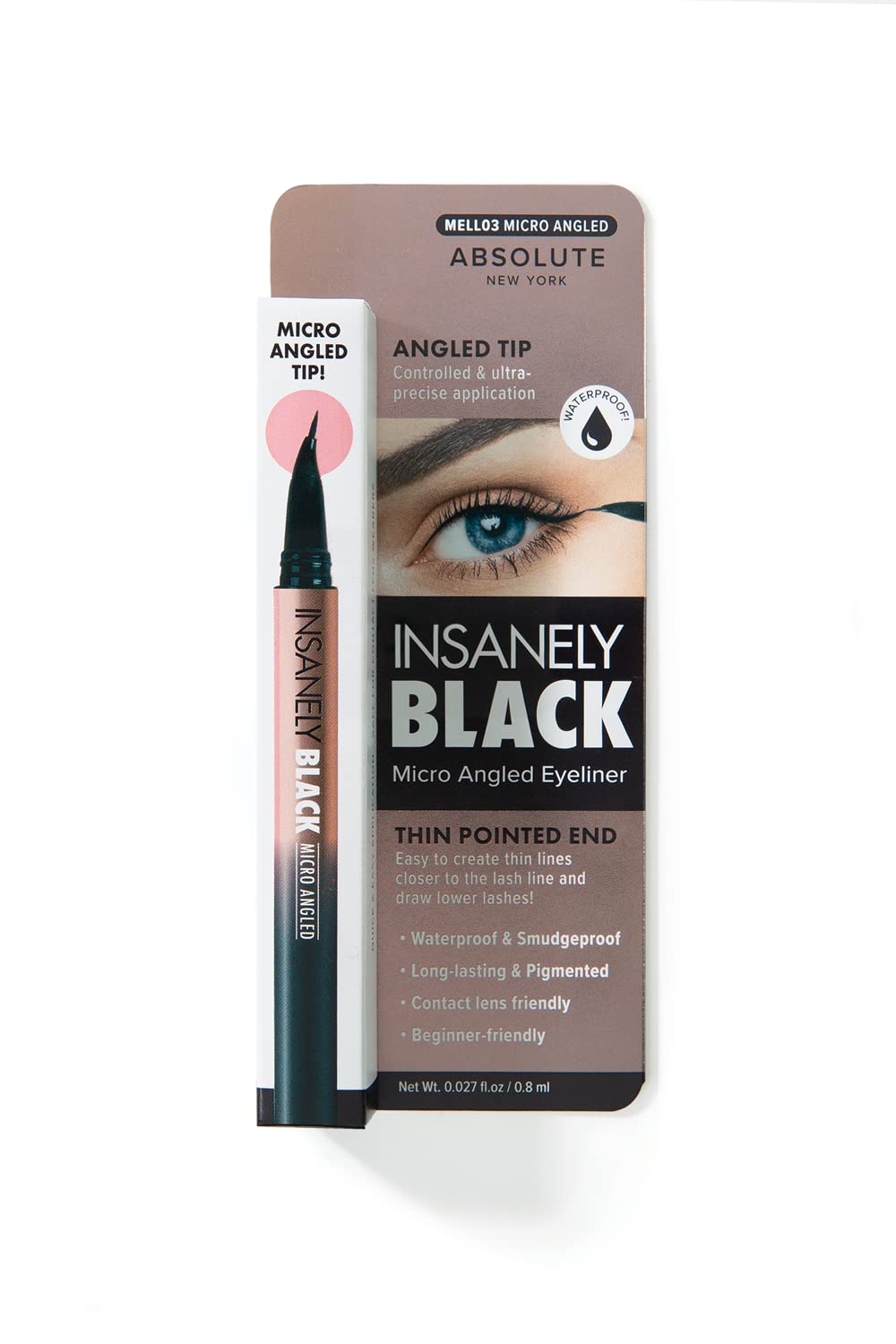 Absolute New York Insanely Black Micro Angled Liquid Eyeliner, Thin Pointed End, Creates Thin Lines Closer to Lash Line Beauty & Personal Care Absolute New York