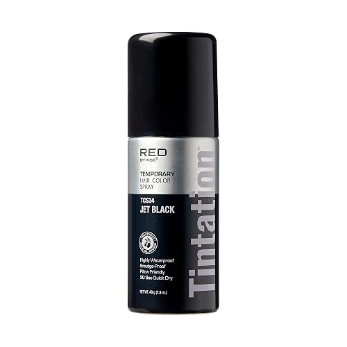 RED by Kiss 1.5OZ. Tintation Temporary Hair Color Spray, Instant Gray Root Cover Up, Water-Resistant, Smudge-Proof, Hairline & Barber Touch-Up, Quick Beauty & Personal Care Red by Kiss