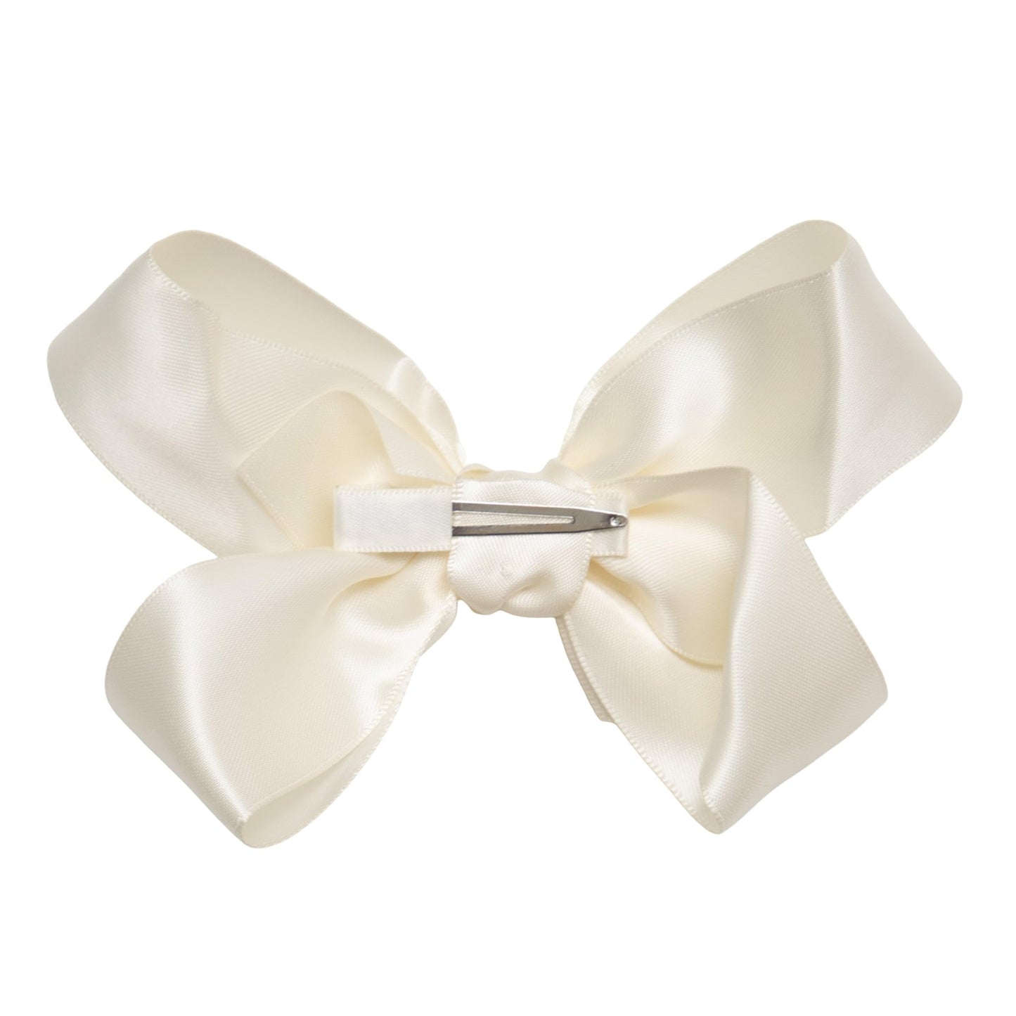 HAIRBOWS Girls' Satin Hair Bows with a Knot Wrap Center on a Clip, All Ages and Hair Types, 5 Inch Bow, Antique White Beauty & Personal Care HAIRBOWS.COM