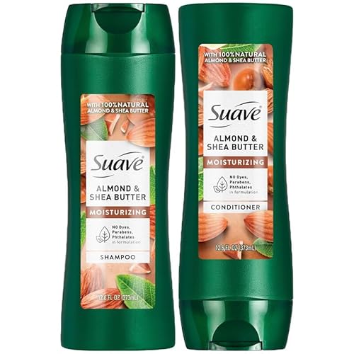 Suave Almond & Shea Butter Shampoo and Conditioner for Dry Hair - Moisturizing Hair Products for Women & Men, Frizz Control, 12.6 Oz Ea Beauty & Personal Care Suave