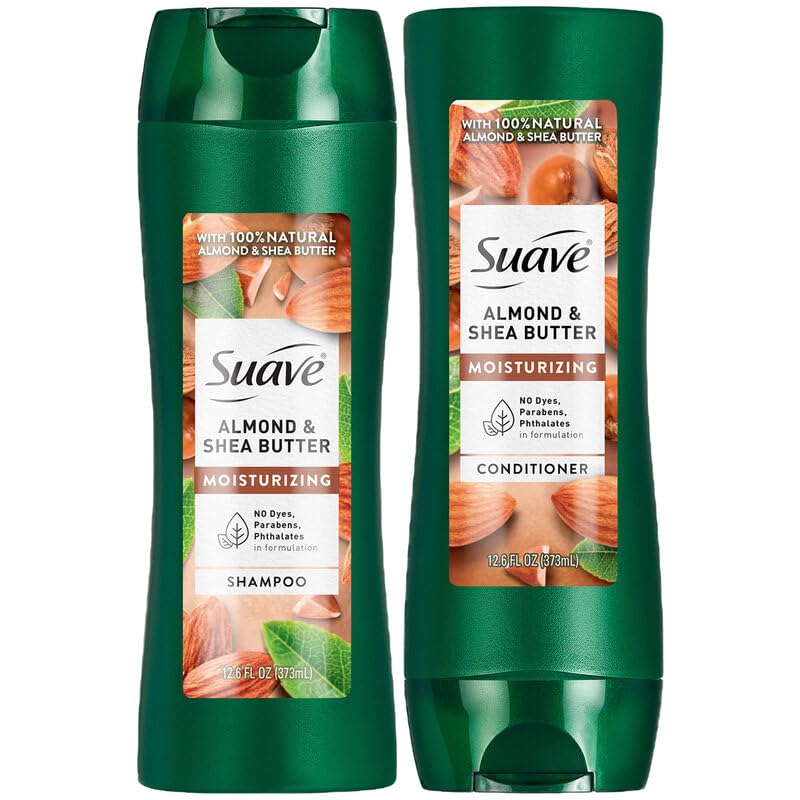 Suave Almond & Shea Butter Shampoo and Conditioner for Dry Hair - Moisturizing Hair Products for Women & Men, Frizz Control, 12.6 Oz Ea Beauty & Personal Care Suave
