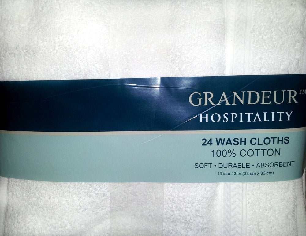 Grandeur Hospitality 100% Cotton Wash Cloths 24 Pack Beauty & Personal Care Grandeur