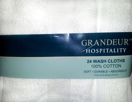 Grandeur Hospitality 100% Cotton Wash Cloths 24 Pack Beauty & Personal Care Grandeur