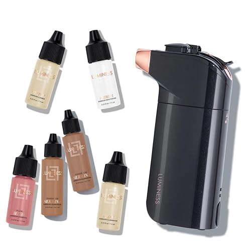 Luminess Breeze Duo Airbrush Makeup System, Deep Coverage - 9-Piece Kit includes 2x Silk Airbrush Foundation, Apricot Shade Blush, Glow Highlighter Beauty & Personal Care LUMINESS