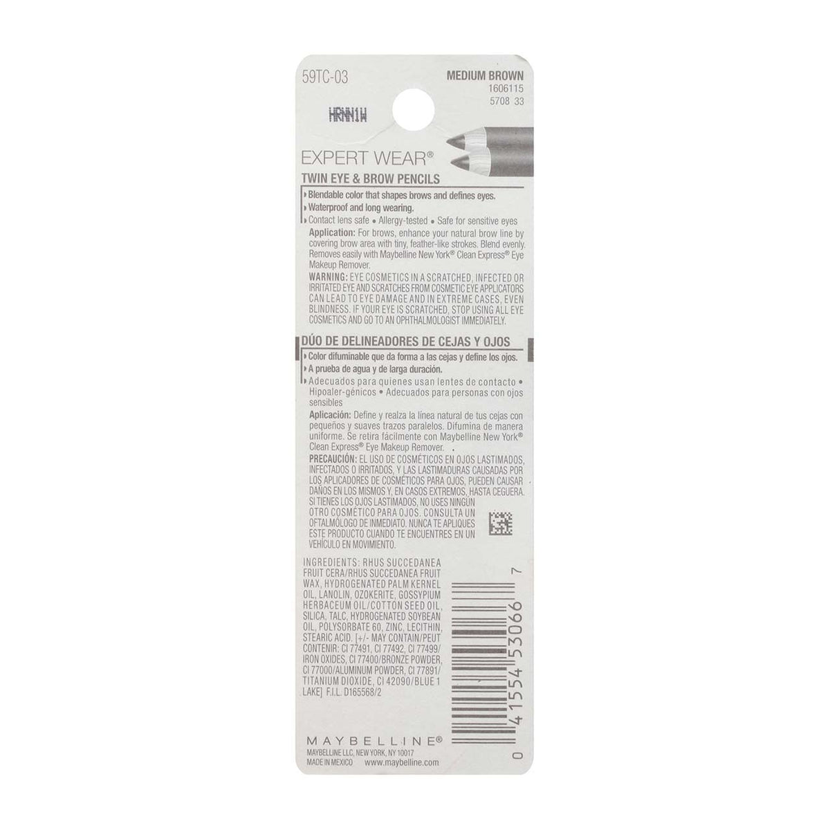 Maybelline Expert Eyes Twin Brow & Eye Pencils, Medium Brown [103], 0.06 oz (Pack of 6) Beauty & Personal Care MAYBELLINE