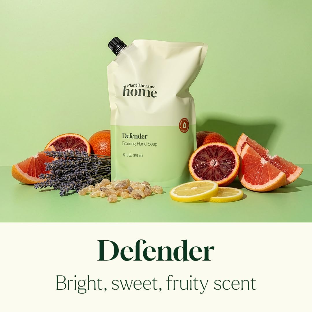 Plant Therapy Home Defender Foaming Hand Soap Refill 32 oz, Soft & Uplifting Natural Scent, Made with Gentle Ingredients, Enough for Four 8 Oz Beauty & Personal Care Plant Therapy