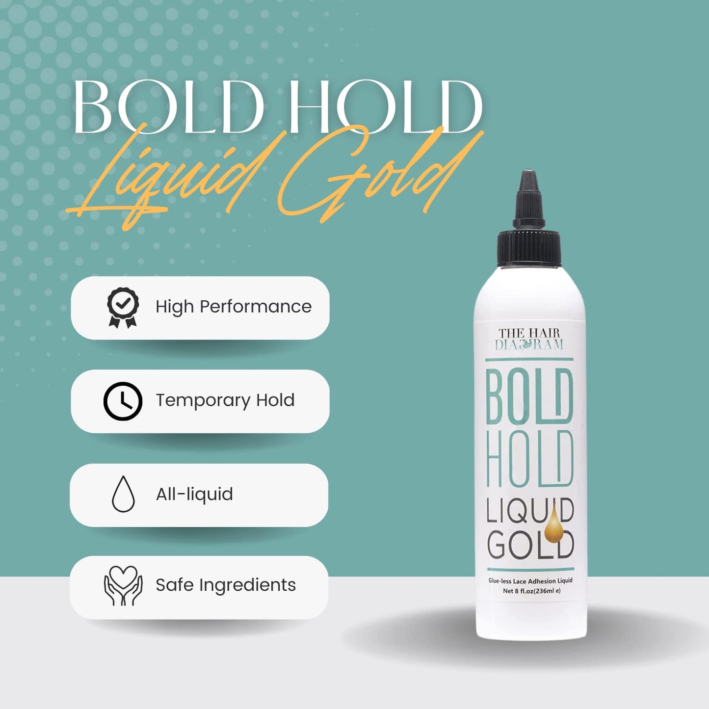 The Hair Diagram - Bold Hold Liquid Gold Reloaded - Glueless Lace Gel - Temporary Hold for Wigs and Hair Systems - Styling Agent for Baby Hairs - Non Beauty & Personal Care The Hair Diagram