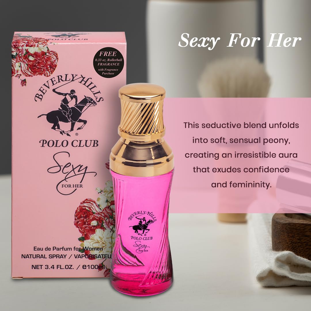 Beverly Hills Polo Club Sexy for Her – Eau de Parfum Spray 3.4 fl oz, Fresh Floral Perfume with Citrus, Jasmine & Rose Notes (Packaging May Vary) Beauty & Personal Care Beverly Hills Polo Club