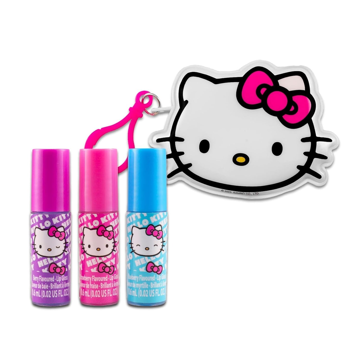 Hello Kitty Lip Gloss & Pouch For Beauty - Bundle with 3 Lip Glosses in Assorted Flavors for Party Favors Plus Pouch, Stickers, More | Hello Kitty Beauty & Personal Care Hello Kitty