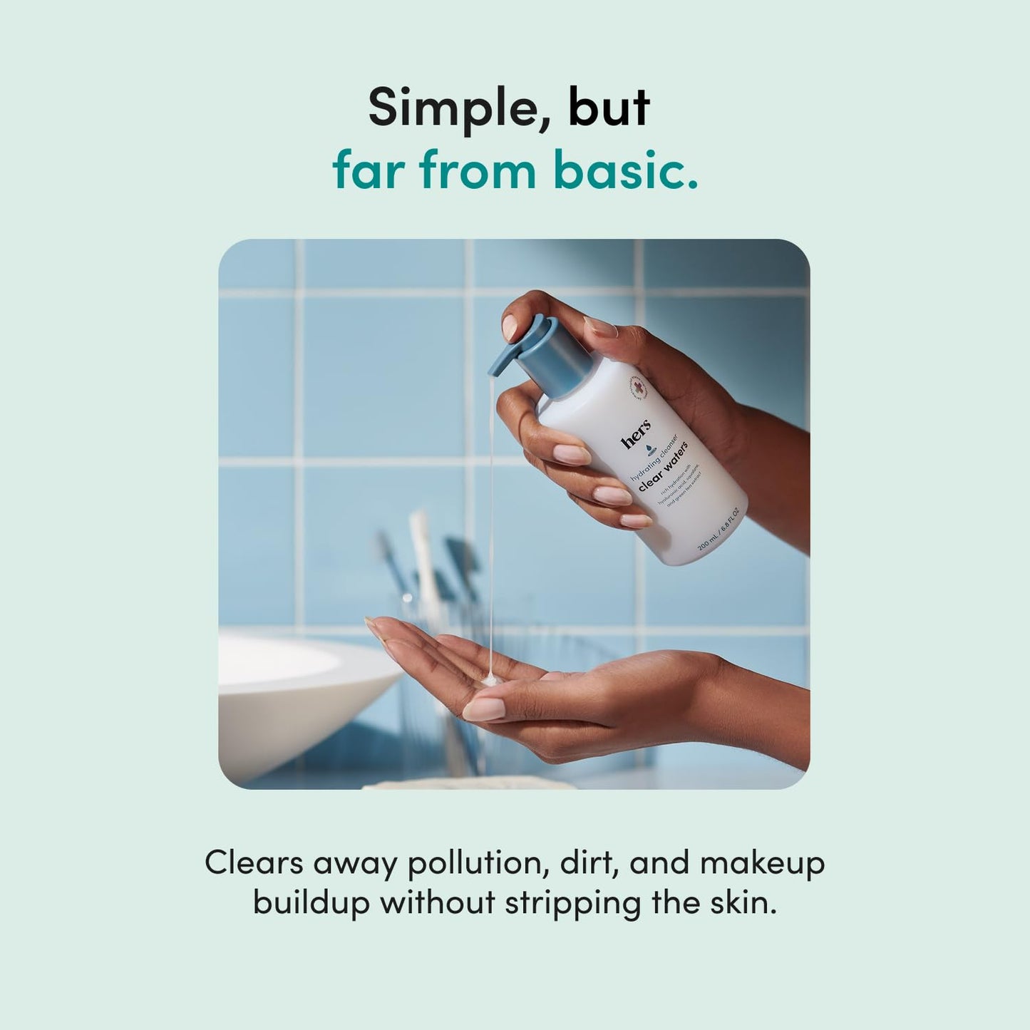 hers Clear Waters Facial Cleanser - Hyaluronic Acid, Squalane, & Green Tea Extract - Hydrating Face Wash for All Skin Types - pH Balanced Beauty & Personal Care HIMS & HERS