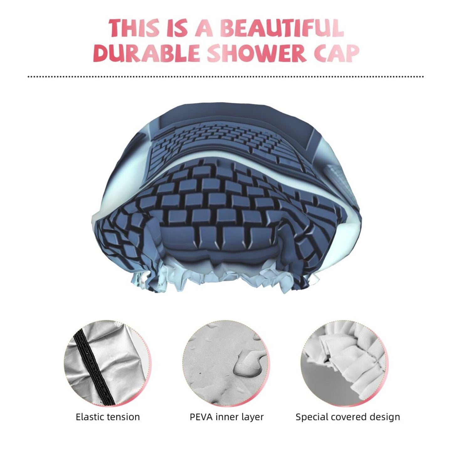 Computers and internet Shower Cap for Women Men Large Reusable Shower Bonnet Double-Layer Waterproof Bath Caps Elastic Band Hair Hat for All Beauty and Personal Care BWLHJKE