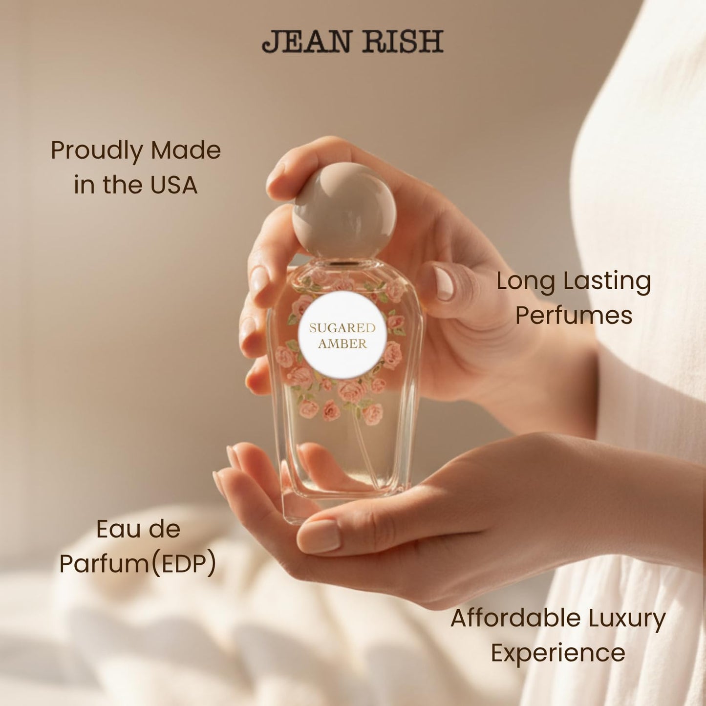 Jean Rish Sugared Amber Perfume for Women Eau De Parfum, Long-Lasting Luxury Fragrance, Made In USA - Vanilla Orchid, Sugar Violet, Whipped Amber Beauty & Personal Care Jean Rish