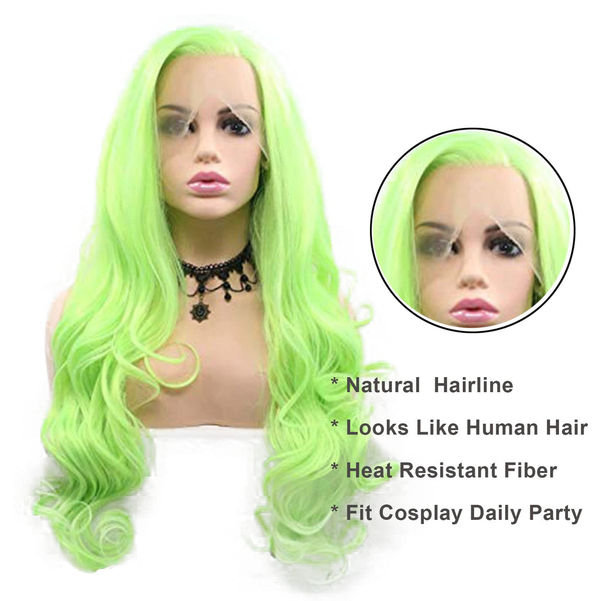 AFBeauty Neon Green Wig Lime Green Lace Front Wigs for Women Long Curly Wavy Real Hair Wig Soft Pre Plucked Natural Hairline Glueless Lace Wigs