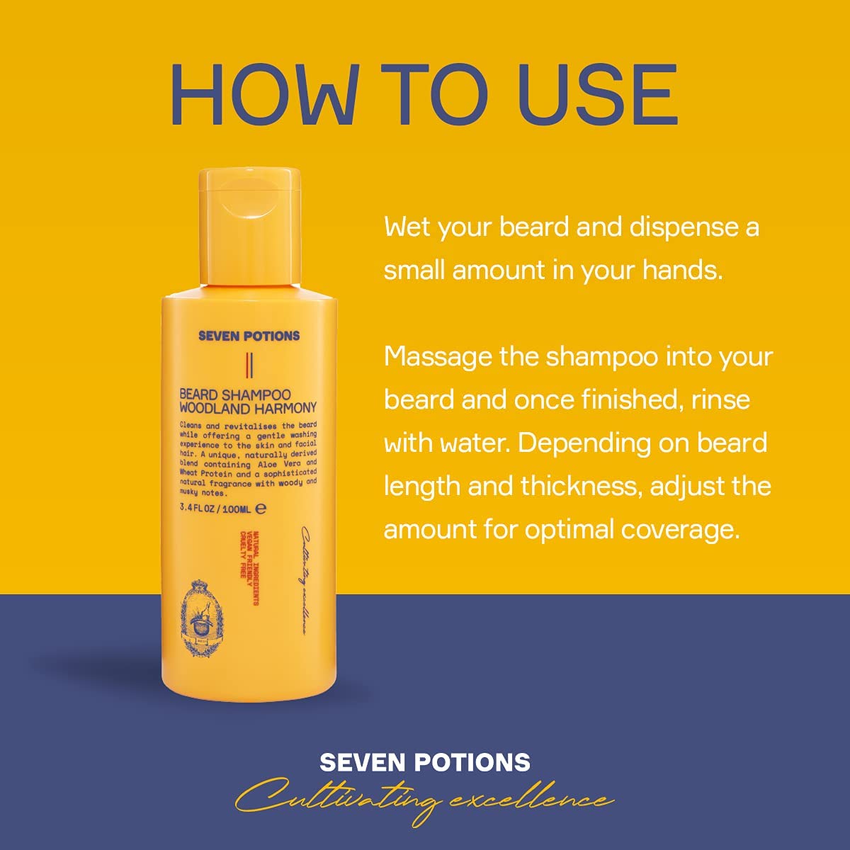 SEVEN POTIONS Beard Shampoo for Men - Gentle, Cleansing Wash for a Clean, Itch-Free Beard - Natural, Vegan, Cruelty-Free - (Woodland Harmony, 3.4 Fl Beauty & Personal Care SEVEN POTIONS