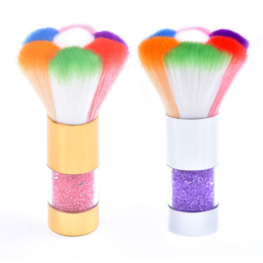 LEQ 2Pcs Colorful Nail Art Dust Brush Remover Cleaner for Acrylic & UV Gel Nails with Shiny Rhinestone Handle Beauty & Personal Care LEQ