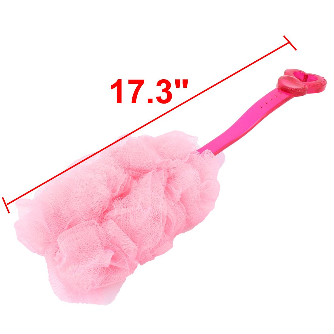 Ruilogod Plastic Handle Nylon Mesh Back Scrubber Bathing Shower Brush Pink Fuchsia (id: b0f d74 924 61d 24d Beauty and Personal Care Ruilogod
