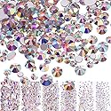 Bememo 3456 Pcs Crystals Diamond Rhinestones AB Clear Flat Back Round Gems Flatback Glass Mixed Size Crystals Gems for Crafts Clothes Shoes Makeup Beauty & Personal Care Bememo