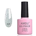 AIMEILI Soak Off U V LED Glitter Gel Nail Polish - Silver Glitter Explosion (023) 10ml Beauty & Personal Care AIMEILI