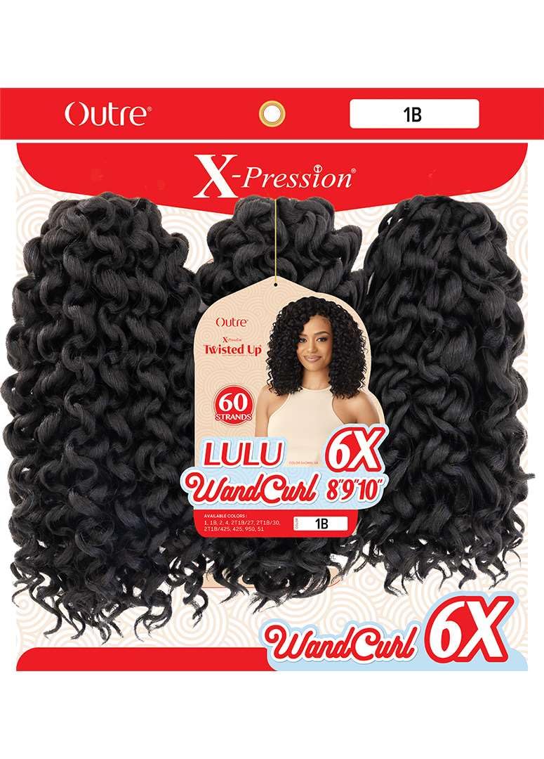 Outre X-Pression Twisted Up - Lulu Wand Curl 8" 9" 10" 6X (OFF BLACK 1B)