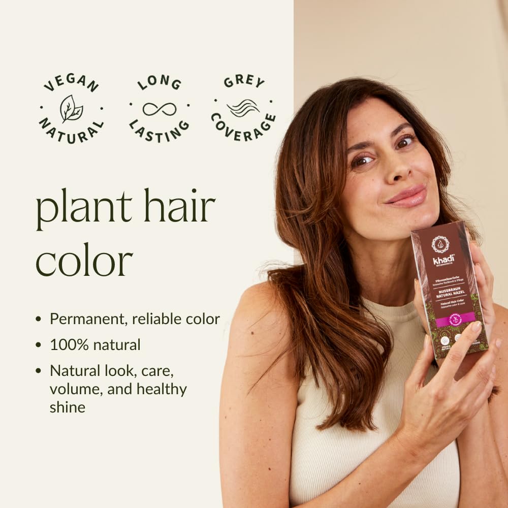 khadi NATURAL HAZEL Natural Hair Color - Hair Color for shiny to rich chocolate brown - plant hair color - 100% herbal & natural - 3.5 oz Beauty & Personal Care KHADI